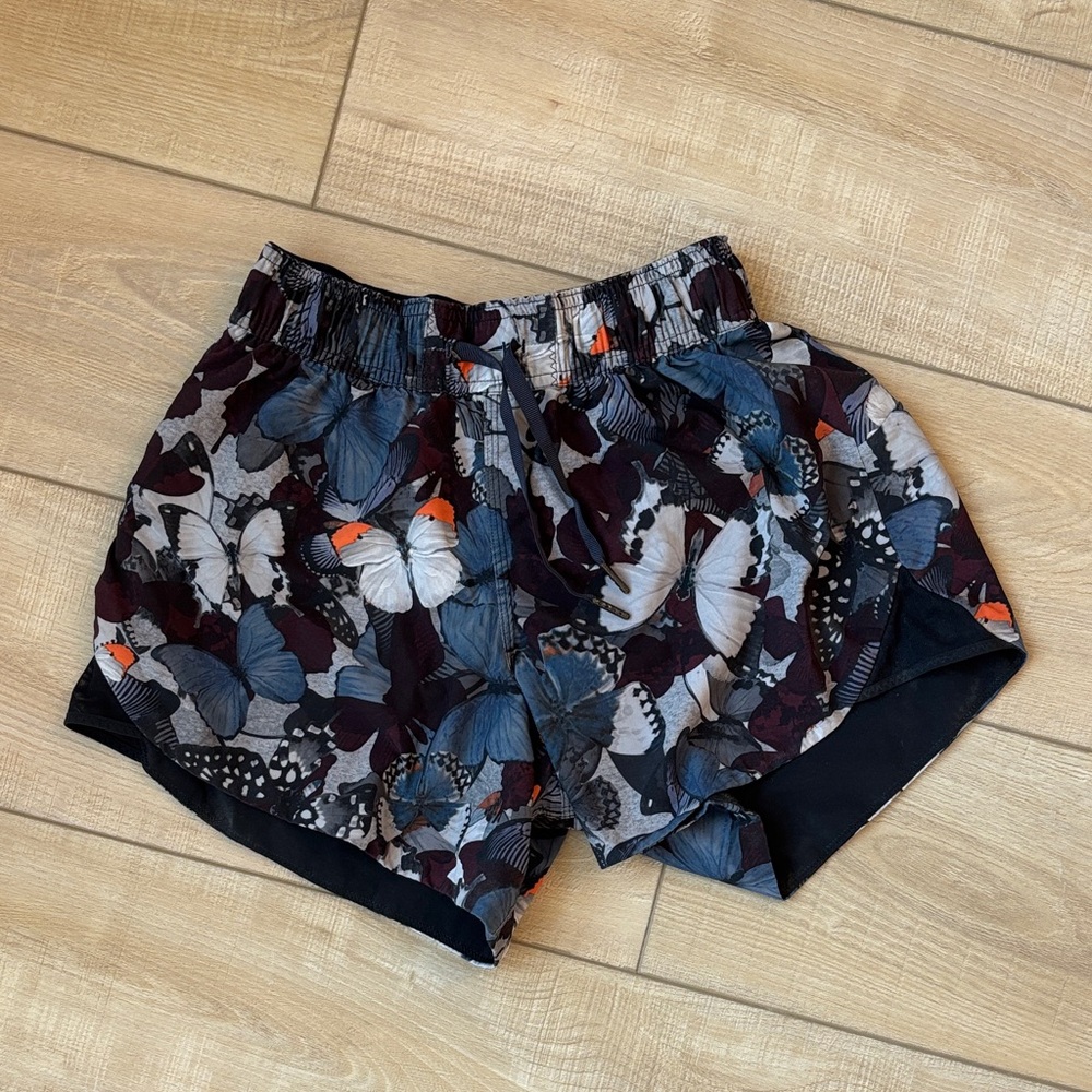 lululemon athletica Butterfly Print Athletic Shorts - Black and Blue